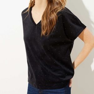 🔥SALE🔥 LOFT Petite Studded Super Soft Velvet Top